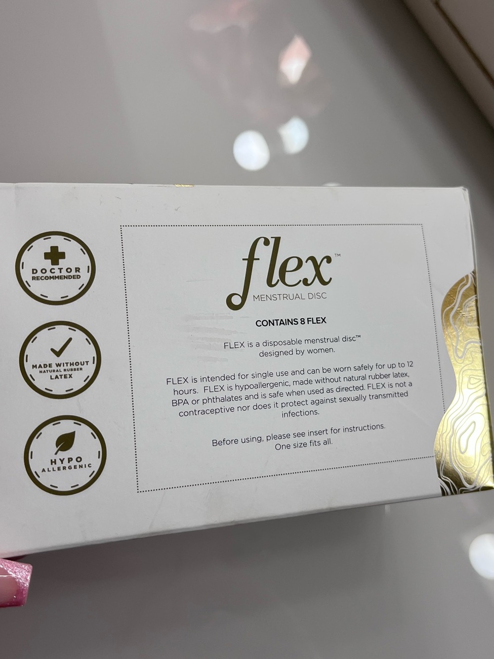 Flex Menstrual Disc Pack NEW hypoallergenic 12hr protection 8 pack